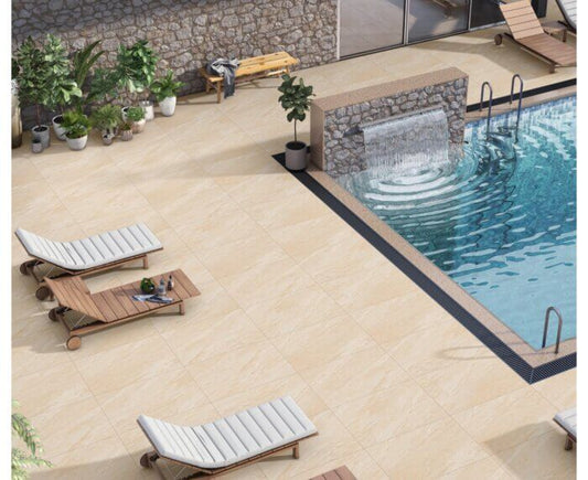 Canyon Beige Patio Slabs – low-maintenance and weather-resistant tiles with a natural stone effect.