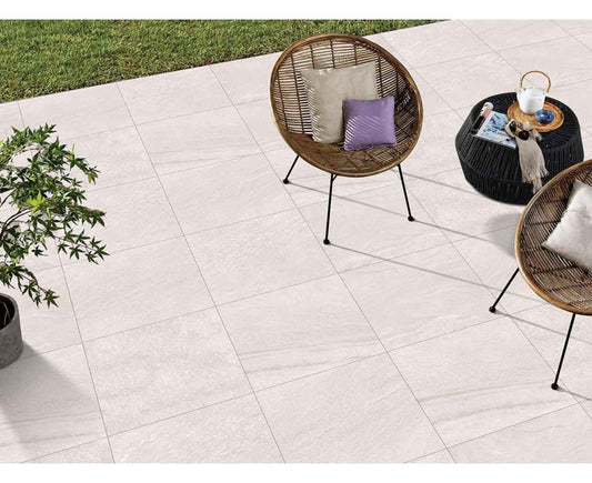 Crystal Pearl Paving Slabs – elegant light grey porcelain for clean and modern patio designs