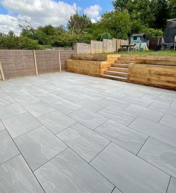 Kandla Grey Paver Slabs – elegant riven sandstone with subtle grey tones for classic outdoor spaces