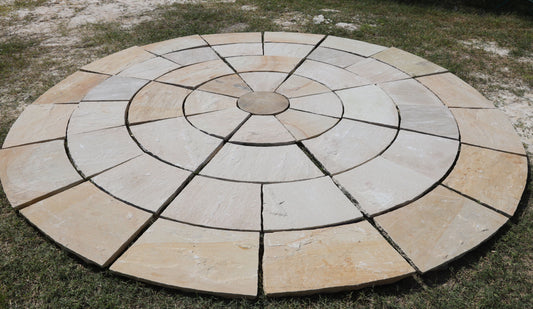 Mint Fossil Circular Stone Sett – warm-toned sandstone circle kit with natural fossil markings