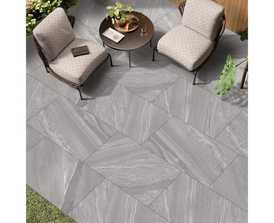 Graphite Grey Outdoor Tiles – strong and elegant paving ideal for driveways, patios, and paths.