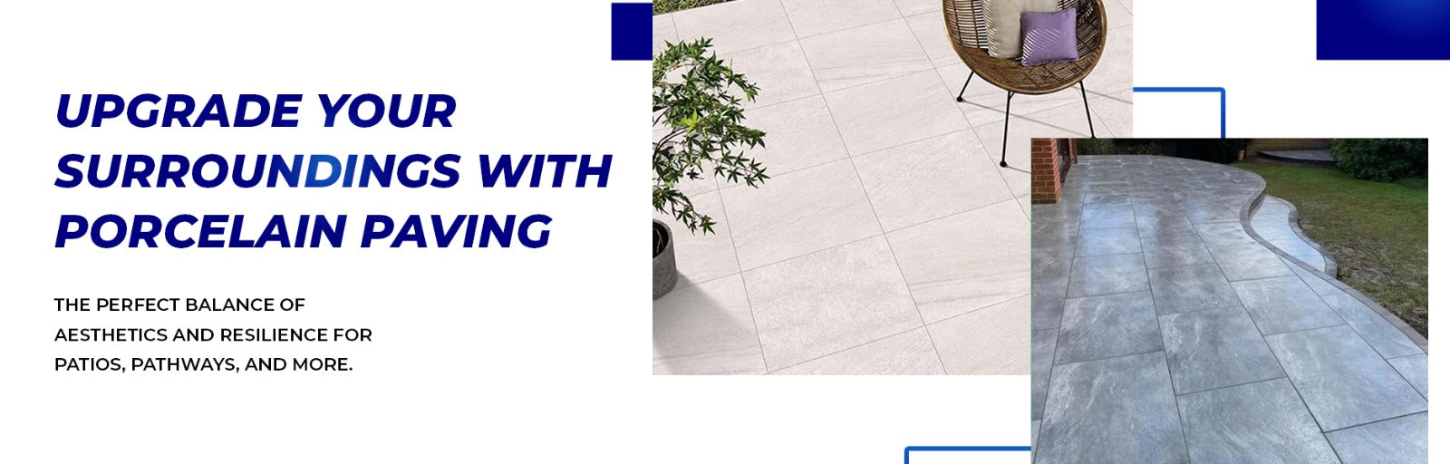 Contemporary porcelain pavers in charcoal grey finish and Beige Finish for stylish pathways