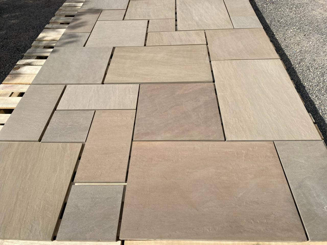 Porcelain tiles in Raj Green finish – weather-resistant outdoor paving solution