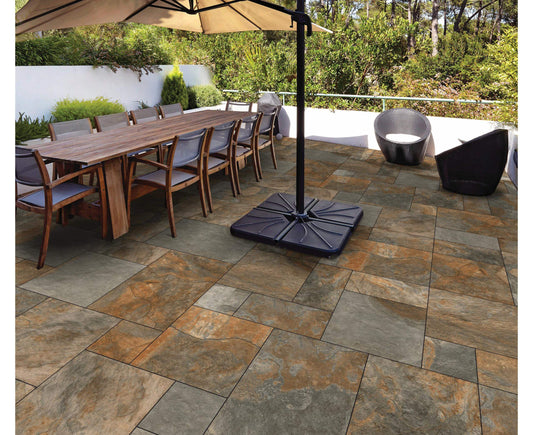 Rustic Slate Patio Slabs – natural multi-tone stone for traditional and earthy outdoor spaces