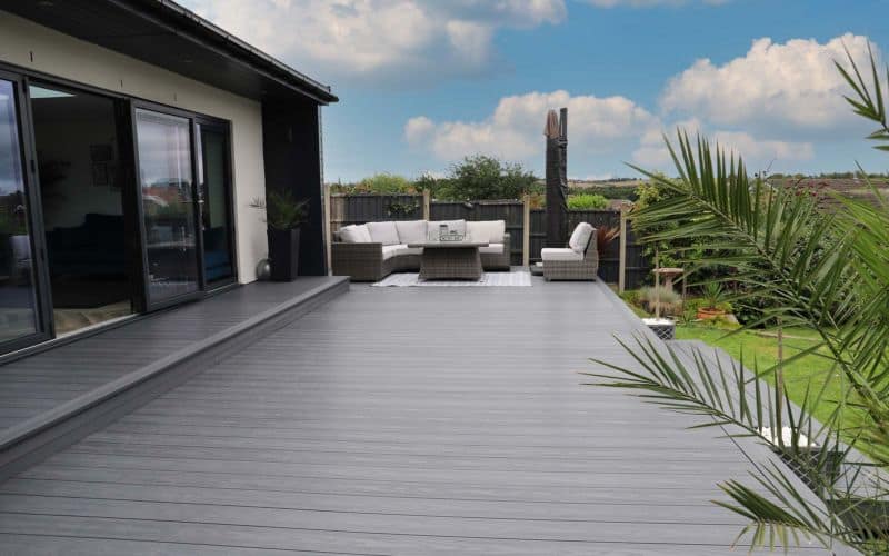 Neutral Grey Artificial Lumber β versatile colour to complement any garden design