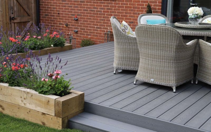 Low-maintenance Grey Composite Decking Board β resistant to fading, stains, and moisture