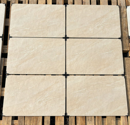 Canyon Beige Paving Slabs – warm-toned porcelain tiles ideal for soft, natural-looking outdoor spaces.