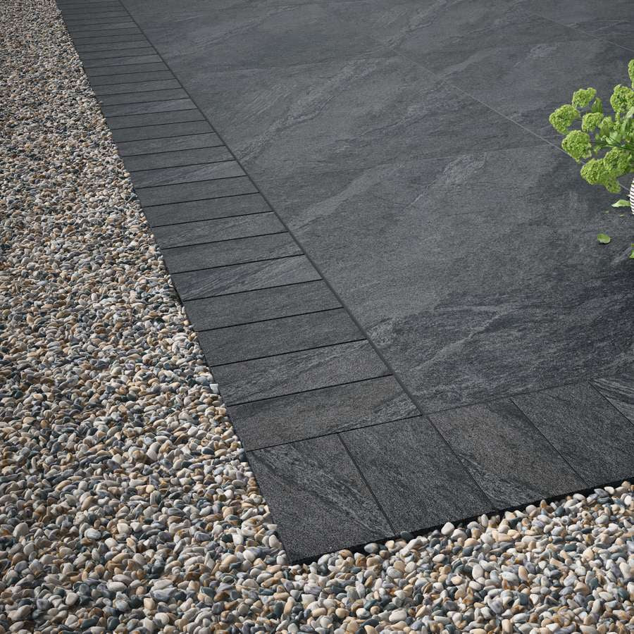 Low-maintenance Midnight Grey Edging Setts – precision-cut porcelain for clean, defined edges