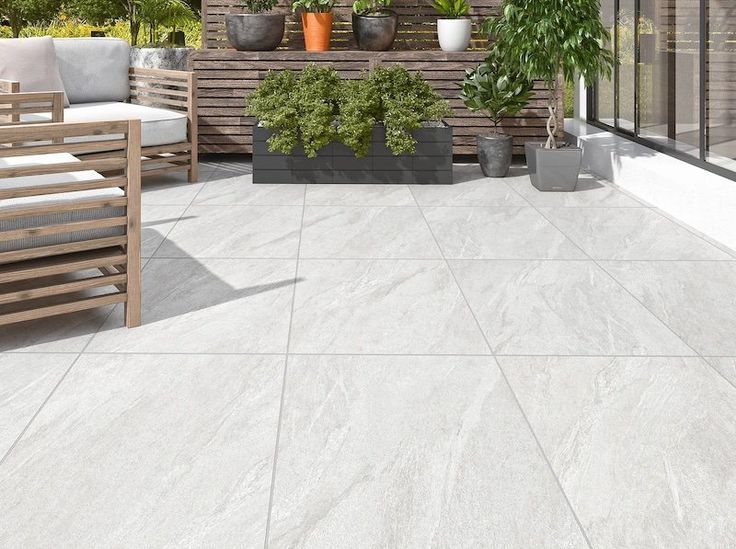 Bright White Porcelain Paving Slabs – ideal for modern gardens, courtyards, and poolside areas
