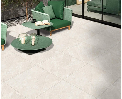 Porcelain Paving in Alpine White – crisp white finish for modern patios and terraces.