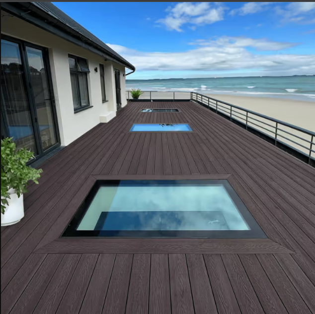 Weather-resistant Brown Deck Board – ideal for low-maintenance outdoor spaces.