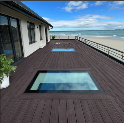 Weather-resistant Brown Deck Board – ideal for low-maintenance outdoor spaces.